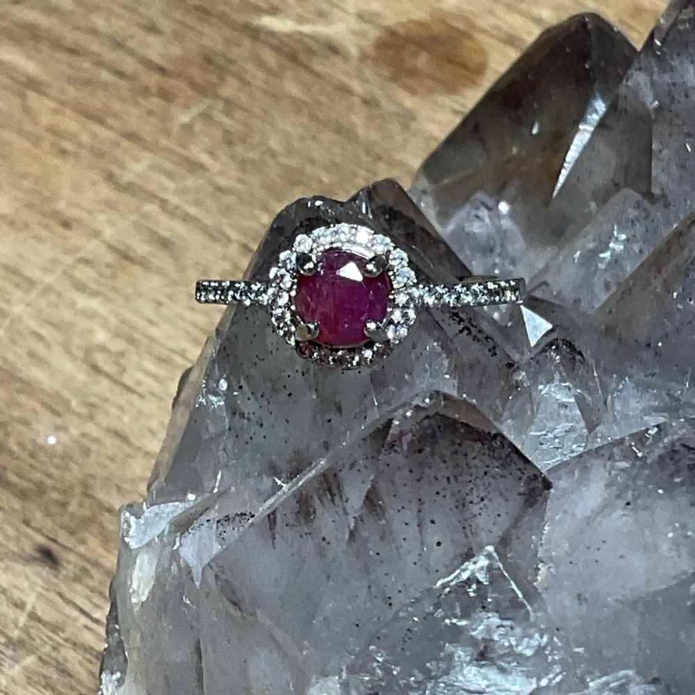 Earth Mined Ruby .925 Silver Ring 6 - Picture 1 of 6